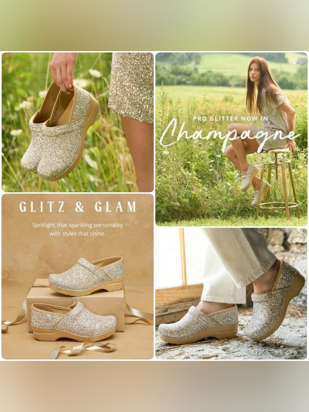 Champagne Dansko Pro Glitter Clogs Sparkling Festive🌟Playful Flirty Boho Chic🌙 - Picture 11 of 11
